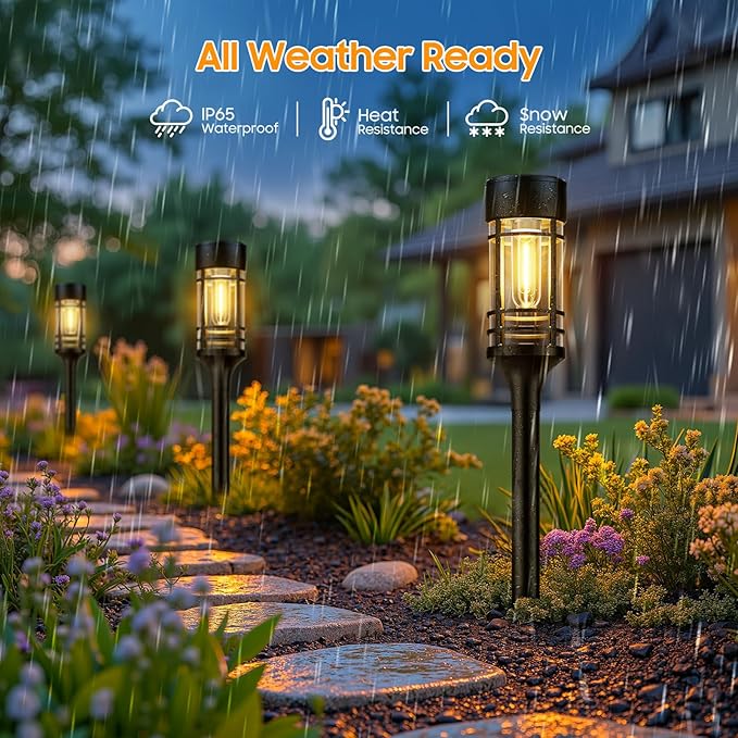 LETMY Solar Pathway Lights Outdoor, 6 Pack Solar Lights Outdoor Waterproof IP65, Bright Landscape Path Light Outdoo for Yard Walkway Lawn Drivewa Garden Decor, 3000K