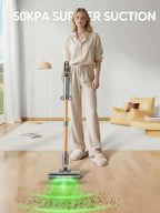 Cordless Vacuum Cleaner, 600W/50KPA/65Mins Vacuum Cleaners for Home, Super 1.8L Cup& Large LED Screen Stick Vacuum Anti-Tangle, Lightweight Cordless Vacuum with Charging Dock for Pet Hair/Carpet/Floor