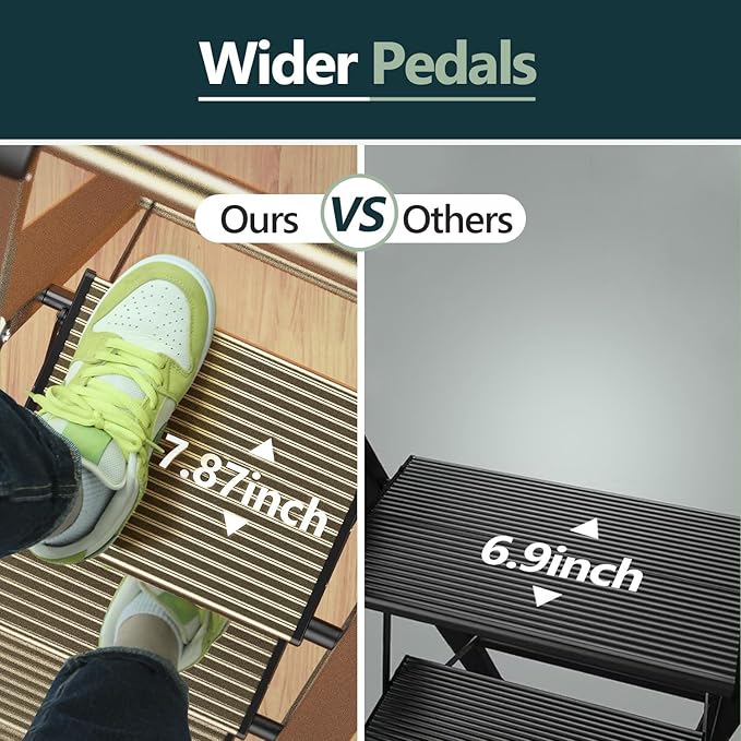 WOA WOA 5 Step Ladder for 10 Feet High Ceiling, Lightweight Foldable Ladder with Non-Slip Wide Pedals, Step Stool with Safe Handrail, Space Saving for Home, Kitchen, Indoor & Outdoor 300lbs - Gold