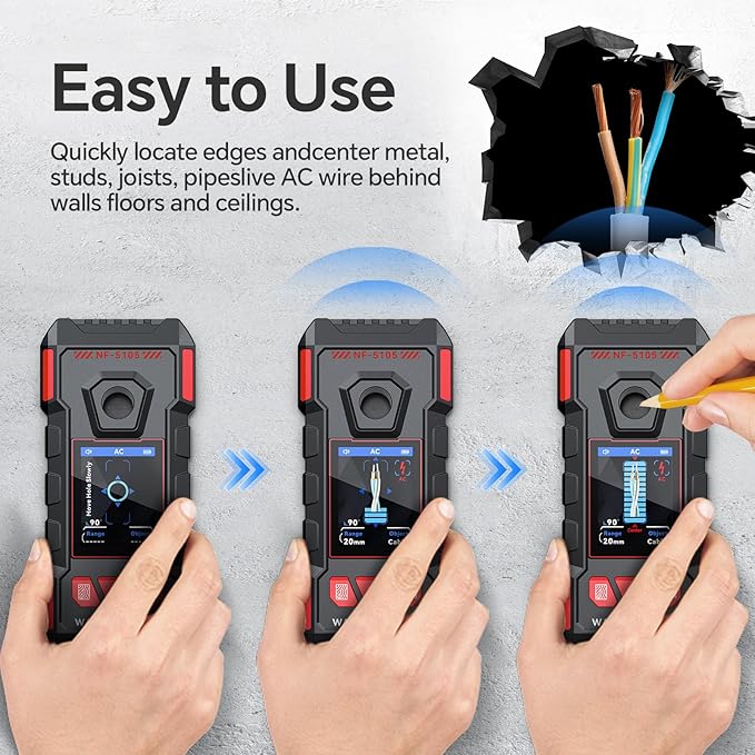 Stud Finder for Walls, Rechargeable Stud Finder Wall Scanner with Upgraded Intelligent Chip for Wood Metal Studs AC Wires Joists Pipes, Support HD LCD Display and Voice, Accurate Positioning