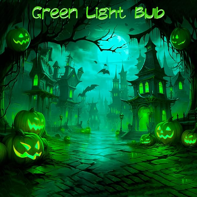 4 Pack 3.2 Inch T10 Green Light Bulb, E26 Base Edison Bulbs Dimmable, AC 120V 60 Watt Equivalent Clear Glass Filament Bulb, Halloween Christmas Party Bar Colored Light Bulbs, UL Listed