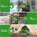 Huepar Self Leveling Green Laser Level Cross Line with 2 Plumb Dots Laser Tool -360 Horizontal Line Plus Large Fan Angle of Vertical Beam -Li-ion Battery with Type-C Charging Port&Magnetic Base 7211CG