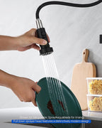 J-HVA Pull Down Kitchen Faucet Sprayer Head Replacement Part, 3 Function with 15 Adapters Pull Out Sink Sprayer Replacement Nozzle, Kitchen Faucet Head Hose Spray Tap Spout, Matte Black