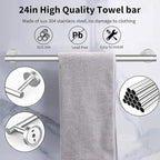 10-Pieces Bathroom Hardware Set, Includes 24 Inch Towel Racks for Bathroom Wall Mounted, Toilet Paper Holder, Towel Hooks for Bathrooms, Towel Rings for Bathroom Wall (Brushed Nickel)