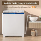 VCJ Portable Washing Machine, Twin Tub Washing Machine Laundry Compact Washer spinner Combo with 40lbs capacity, 24Lbs Washer and 16Lbs Spinner dryer for Apartments RVs and Dorms