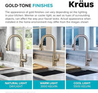KRAUS Allyn Transitional Industrial Pull-Down Single Handle Kitchen Faucet in Spot-Free Antique Champagne Bronze, KPF-4101SFACB
