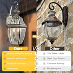 Outdoor Wall Lights, 20inch Large Exterior Lighting Fixtures, 2 Light Waterproof Wall Sconce with Glass Shades, Aluminium Outside Lanterns for Porch Farmhouse Patio Doorway Yard (E12 Base Max 40W)