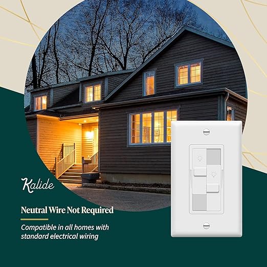 TOPGREENER Kalide Dual Load Dimmer Light Switch, Double LED Dimmer Switch, Full Range Dimming,Single Pole, 200W LED/CFL, UL Listed,TGDDS-W-6PCS, White, 6 Pack