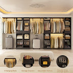 Unikito 10-15FT Closet Systems, Large Wood Walk in Closet Organizer with Hanging Rods and Drawers, Heavy Duty Closets Wardrobe with Shoe Rack, Sturdy Reversible Clothes Closet Kit, Black, Set of 2