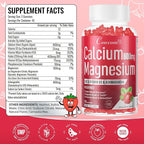 Calcium Magnesium Zinc Gummies Sugar-Free with Vitamin D3 B6 B12,High Absorption Calcium Magnesium Supplement,Bone, Muscles,Calm Mood,Sleep Support for Kids adults,90 Count Vegan Strawberry Flavor