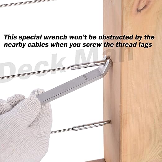 10 Pairs Left&Right Handed Thread Lag Screws for 1/8" Decking Cable Railing Kit/Hardware, Non-Turnbuckle System, Silver