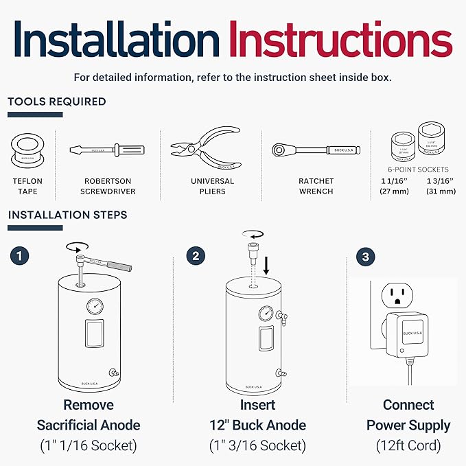 2 Pack Powered Anode Rod for Hot Water Heater (40-90 Gallon), 25-Year Warranty, Eliminates Rotten Egg & Sulfur Smell in 24 Hours, Stops Corrosion, Fast Installation, Titanium Built, Universal Fit