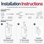 Powered Anode Rod for Hot Water Heater (40-90 Gallon), 25-Year Warranty, Eliminates Rotten Egg & Sulfur Smell in 24 Hours, Stops Corrosion, Fast Installation, Titanium Built, Universal Fit, 1 Pack