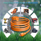 K KASONIC - 25 Ft Extension Cord with 3 Outlets, UL Listed 16/3 SJTW, 3-Wire Grounded, 13A 125V 1625W for Indoor/Outdoor Use - Orange