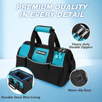 DURATECH 13-Inch Small Tool Bag with 9 Pockets, Tool Bags for Men Women, Toolbag with Thickened Fabric, Wide Open Mouth Tool Carrier for Mechanic Electrician Plumber HVAC