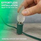 HLO Lighting Set of 25 Green C9 Faceted LED Christmas Light Bulbs for Indoor & Outdoor Use | Durable Replacement Bulb