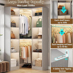 Corner Closet System with 12 Shelves, 39.2" Corner Closet Organizer System with 2 Hanging Rods, Versatile 6-Tier Walk-in Closets for Corner Space, Grey (39.2" L x 39.2" W x 80" H)