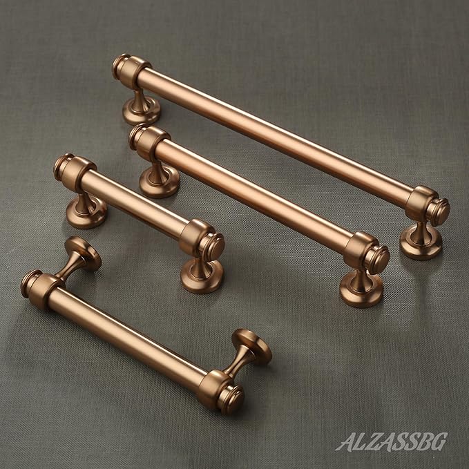 Alzassbg 10 Pack Dark Champagne Bronze Cabinet Pulls, 3 Inch(76mm) Hole Centers Cabinet Handles Kitchen Hardware Straight Bar for Cabinets and Drawer AL3082TGP