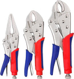 Workpro 3-piece Jaw Locking Pliers (10 Inch Curved Jaw, 7 Inch Curved Jaw, 6-1/2 Inch Straight Jaw)