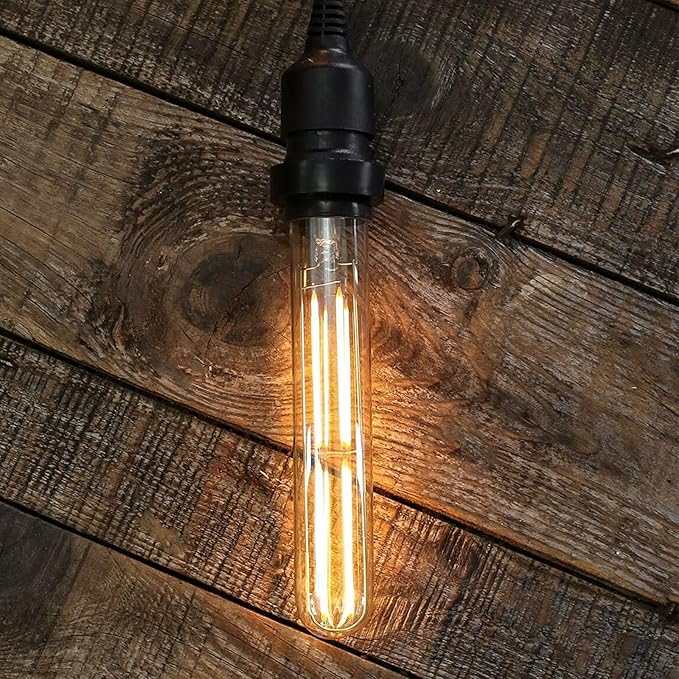 T10 Dimmable LED Tubular Bulb, Amber Long Tube Edison Light Retro Bulb, 6W, 60W Equivalent, Warm White 2700K, E26 Medium Base, Pendant Lighting Wall Sconces,Vanity 6 Pack