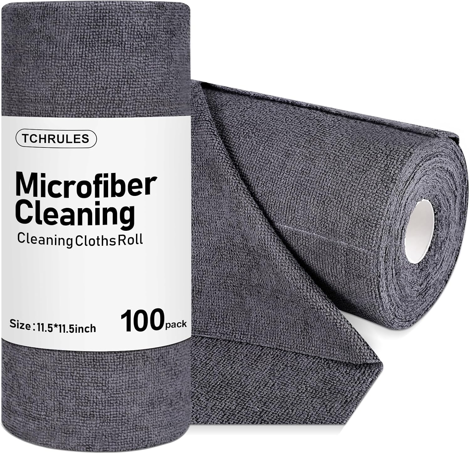 Microfiber Cleaning Cloths Roll, 100-Pack 11.5x11.5 Inch, Tear Away Microfiber Towels, Reusable Microfiber Towels for Cars, Wash Cloths, House, Kitchen, Window, Cleaning Supplies (Grey-100pcs)