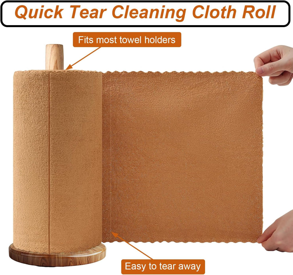 80 Pack Microfiber Cleaning Cloth Roll,Lint Free Rags & Tear Away Reusable Towels Washable Scratch,Ultra Absorbent Dish Rags(12" x 12") for Car Kitchen Home Garage-Dark Coffee