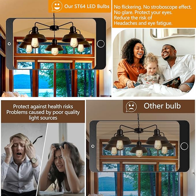 HESSION ST64 LED Edison Bulb - 4W Equivalent 40Watt, 4-Pack 2700K Warm White Light Bulbs, E26 Base Bulb- Easy Install, Vintage Decorative LED Light Bulbs for Home Light