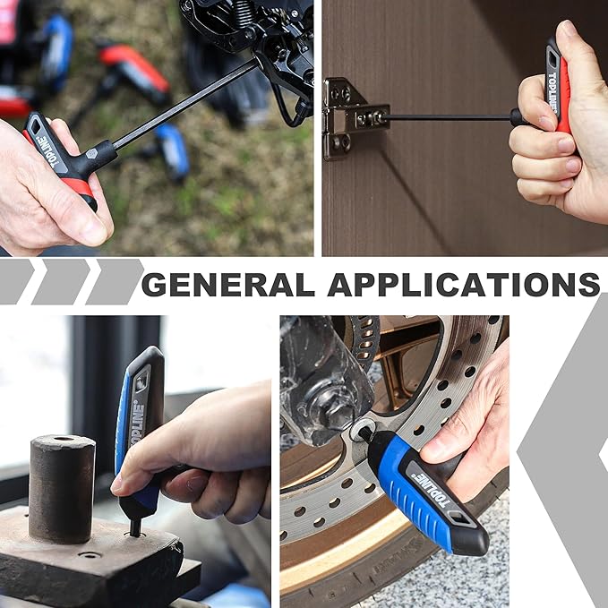 Topline 14-Piece T-Handle Hex Key Set, Metric&SAE, Long Arm Hex Keys, Portable Allen Wrenches Sets with Storage Rack for Basic Home Repair and Mechanics Maintenance