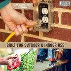 10 Ft Outdoor Extension Cord - 12/3 SJTW Heavy Duty Yellow 12 Gauge Lighted Electrical Cable with 3 Prong Grounded Plug