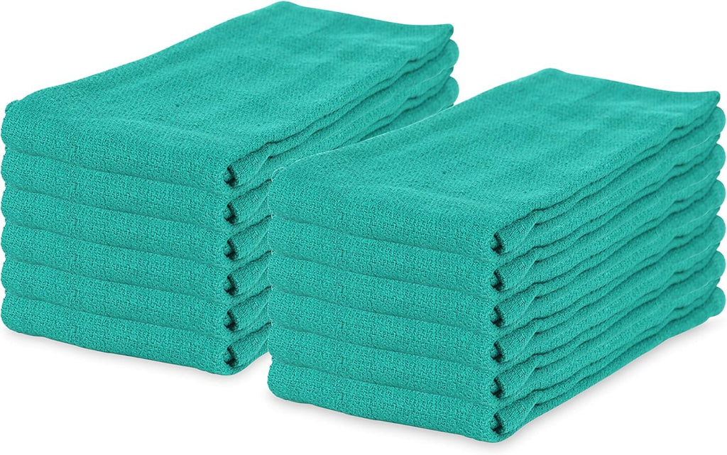 Arkwright Surgical Huck Towels - (Pack of 12) Lint Free & Highly Absorbent Pre-Treated Cotton Cleaning Cloths, Perfect for Medical, Auto Detailing, Window Glass, and Shop, 16 x 26 in, Hunter Green