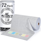 Matthew Microfiber Cleaning Cloth Roll 72Pack (12" x 12") Reusable Paper Towels&Washable Tear Away Towels,Ultra Water Absorbent Lint&Streak Free Cleaning Rags for Glass,Dishwash,Bathroom,Cars-Grey
