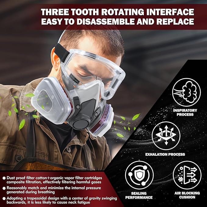 Respirator Mask with Filters - Reusable Respirators for Asbestos, Fume, Painting, Sanding, Resin, Polishing and Dust