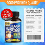 10 in 1 High Strength Mushroom Supplement 9,700MG - Lions Mane, Cordyceps, Reishi - Brain Supplements for Memory and Focus ** 5-Month Supply
