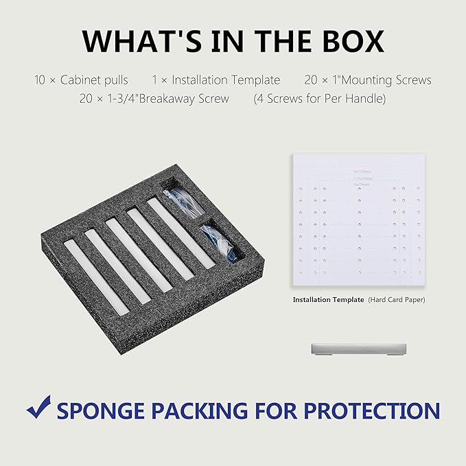 10 Pack 4-3/4 Inch Length|3-3/4 Inch(96mm) Hole Center Brushed Satin Nickel Kitchen Cabinet Handles, Cabinet Pulls Kitchen Cabinet Hardware, Cupboard Pulls, Drawer Handles