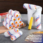 Leumoi 500 Pcs 4 Inch Paint Roller Mini Rollers Covers 1/2" Nap Microfiber Roll Covers Bulk, Small Home Repair Tools Refills House Painting Supplies Household for DIY(Red Blue)