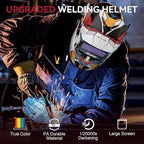 ARCCAPTAIN Welding Helmet Auto Darkening, 1/1/1/1 True Color Welding Hood, 4 Arc Sensor 1/25000s Response Time Solar Powered Weld Hood Helmet, MobileFighter