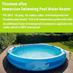 1500W Titanium Submersible Portable Electric Hot Tub & Pool Immersion Water Heater with GFCI and Temp Control for Baptistry, Bathtubs, Above Ground Pool, Swimming Pool and baptismal Pool