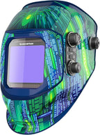 ARCCAPTAIN 3.94"X3.66" Large Viewing Screen Welding Helmet True Color Auto Darkening Welding Hood, Solar Powered 4 Arc Sensor, Wide Shade 4-5/5-9/9-13 for ARC TIG MIG Welding Mask(Cyber City Design)