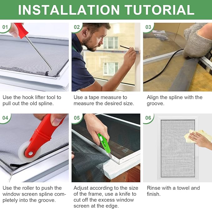 48"X102" Window Screen Replacement, Fiberglass Window Screen Mesh, Replacement Window Screens, Window Screen Door Repair Kit for Patio Porch Sliding Door House Windows Pool Pet, with Ruler