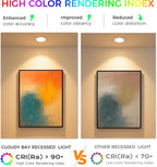 CLOUDY BAY 12 Pack 6 Inch 5CCT Ultra-Thin LED Recessed Ceiling Light with Junction Box,2700K/3000K/3500K/4000K/5000K Selectable,15W Dimmable, Canless Wafer Downlight, White,1000LM High Brightness