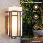 Oil Rubbed Bronze Porch Light Dusk to Dawn Outdoor Sconce Matte Brown Wall Lantern with Frosted Glass Outside House Lighting Waterproof Exterior Light Fixture for Patio Yards Garage Front Door