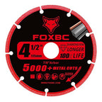 FOXBC 4-1/2 Inch Diamond Cutting Wheel Metal Cut Off for Angle Grinder, 5000+ Cuts on Rebar, Stainless Steel, Angle Iron, 7/8" Arbor - 3 Pack
