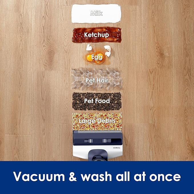 Tineco Floor ONE S5 Smart Cordless Wet Dry Vacuum Cleaner and Mop for Hard Floors, Digital Display, Long Run Time, Great for Sticky Messes and Pet Hair, Space-Saving Design, Blue