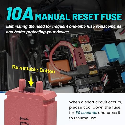 NuIth Manual Reset 10A Mini Fuse Circuit Breakers, E73 Low Profile ATM Circuit Breaker Blade Fuse DC 28V Resettable Standard Blade Fuses for Car Truck RV Marine (2PCS-10A)