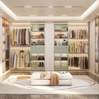 Closet System, 4-8 FT Closet Organizer Tower with 2 Wooden Drawers and Shelves, Can Fit 60 to 96 inch Walk-in Closet System with 5 Hang Rods, Built-in, Crab Green