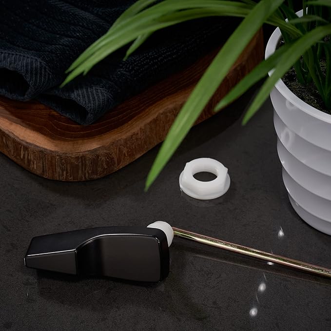 Qualihome Mansfield Toilet Handle Replacement Black, Front Mount Toilet Tank Lever Flush Handle (Black/Bronze)