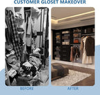 Modular Closet System, 72" Wide Closet Organizer System with Hanging Shelving , Wood Tower Closet Storage for Walk In Closets, Wall Mounted Wardrobe Organizer Kit System, Bedroom, Black