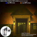 GRUENLICH Dusk to Dawn Large Outdoor Wall Lantern, Wall Sconce as Porch Lighting Fixture, E26 Base Max 60W, Metal Housing with Glass Shade (Black, 2-Pack)