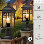 Outdoor Post Light Hard Wired Black Aluminum Pole Lights Outdoor 16 Inch Height Waterproof Column Lighting for Garden Pathway and Fence