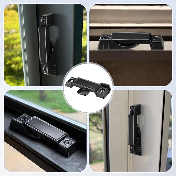 Saillong Replacement Sash Lock Compatible with Prime-line F 2590 for Vertical & Horizontal Sliding Windows, 2-1/4” Mounting Hole Centers, Broken Sash Locks for Additional Home Security(Black,6 Pack)